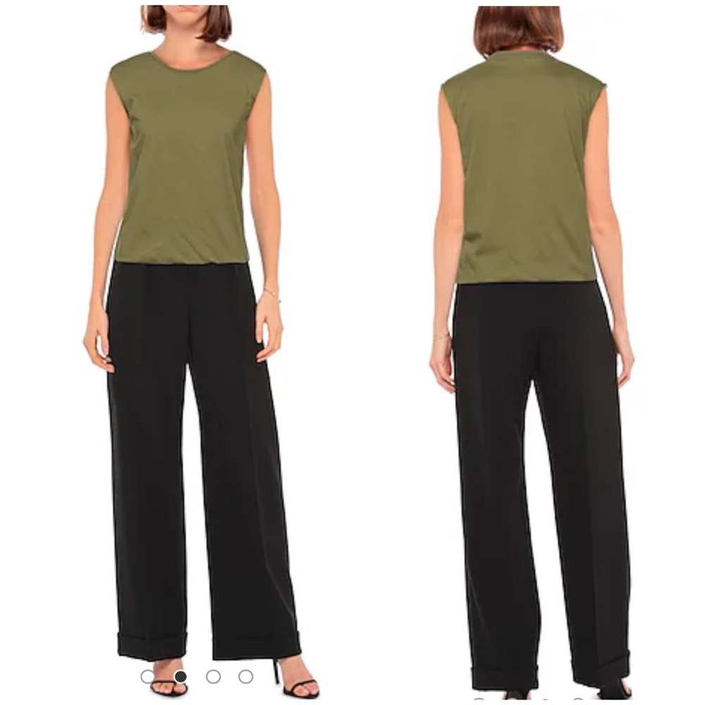 Federica Tosi Shoulder Padded Top Cotton Verde Militare Sz 44 Made in Italy NWT